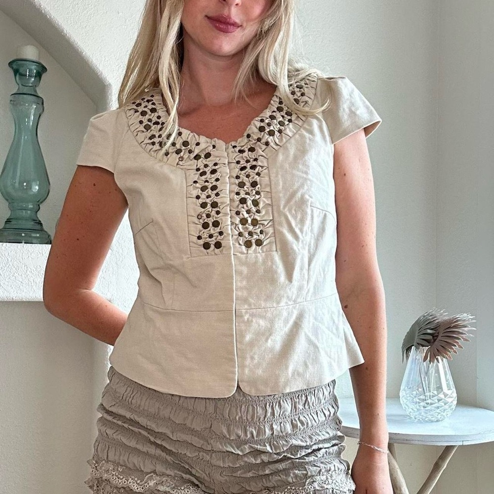 Idria embellished jacket blouse with hook eye closures